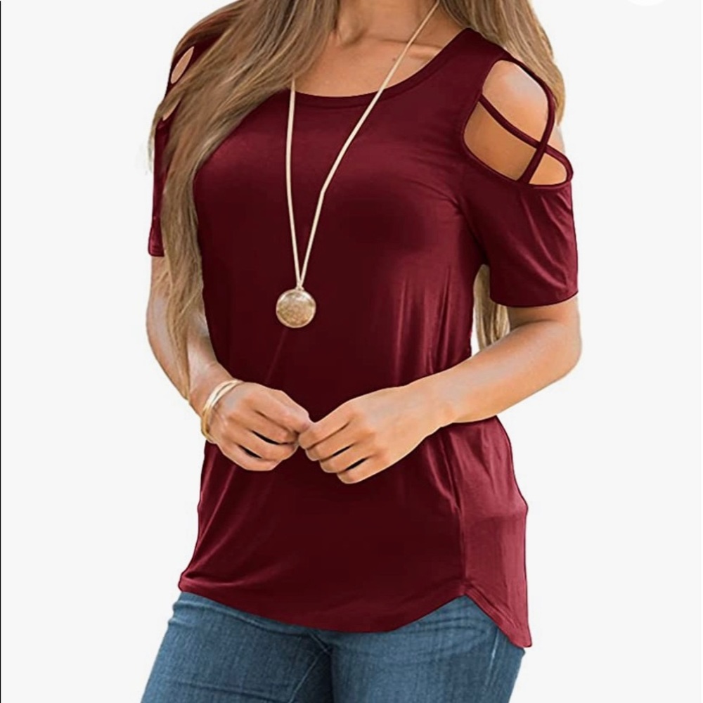 Purple Cold shoulder Top